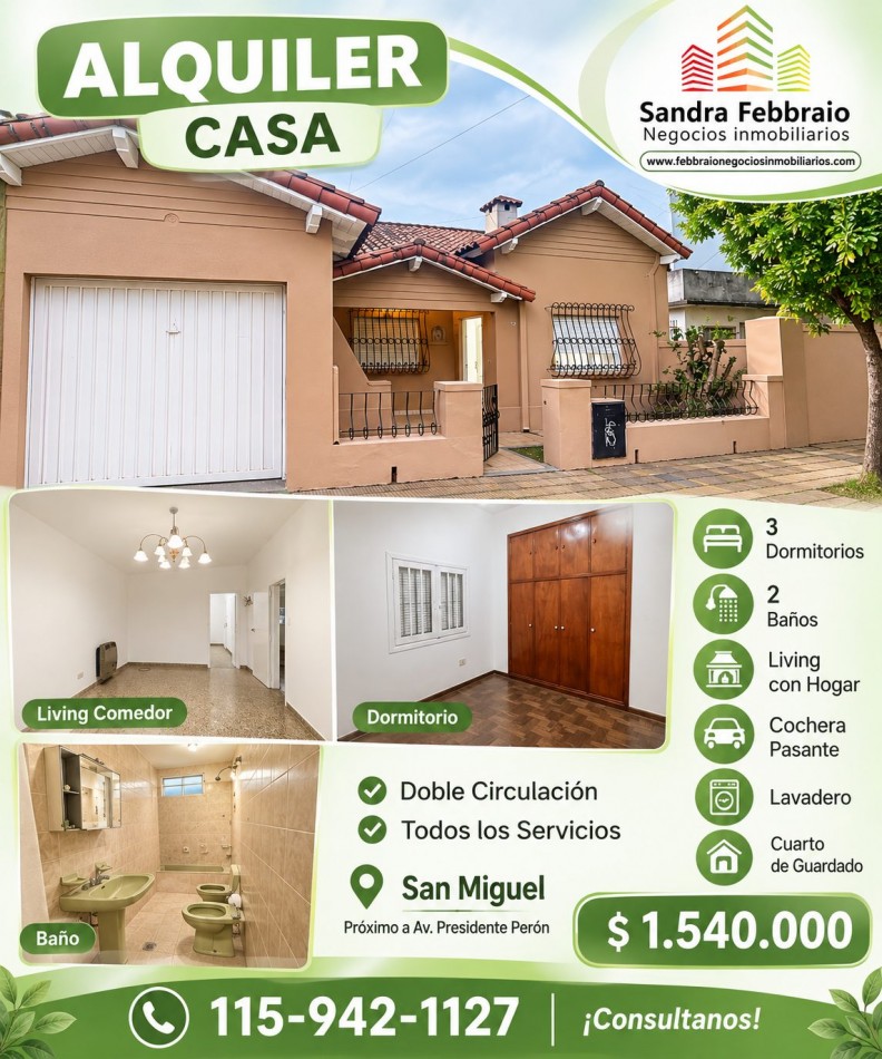alquiler casa san Miguel cochera